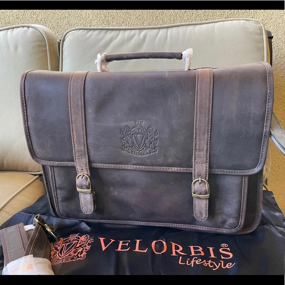 Velorbis “Old School” Brown Leather Briefcase